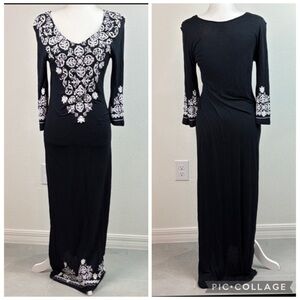 South Main lounge dress soft T shirt thin maxi puff print design long sleeve M